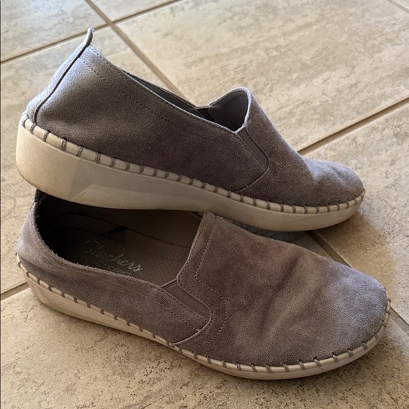 Skechers Women's Gray Suede Loafers - Picture 1 of 8